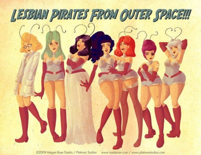 lesbian pirates pin up by rosalarian