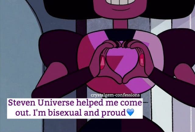 “Steven Universe me ayudó a salir del armario. Bisexual con orgullo” (Vía crystalgem-confessions.tumblr.com)