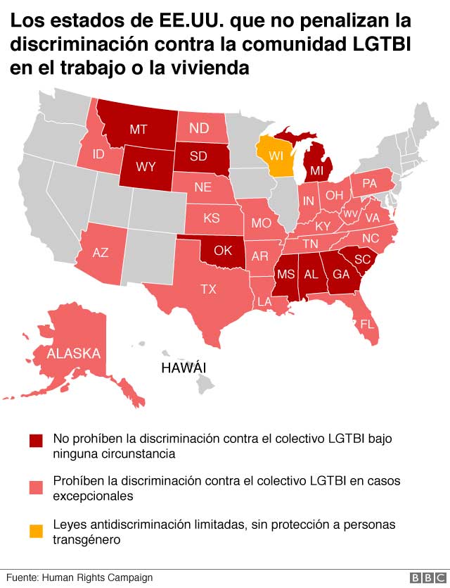 Estados discriminación laboral colectivo LGBTQ USA