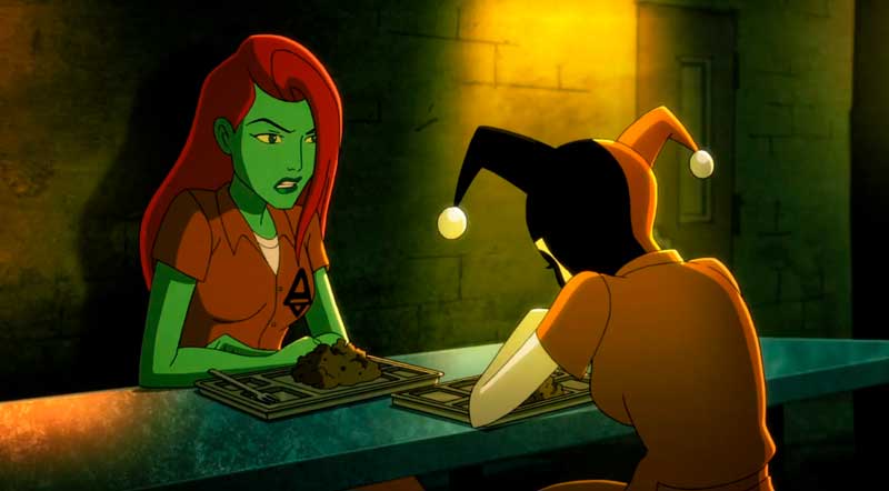 Harley Quinn y Poison Ivy comiendo en Arkham