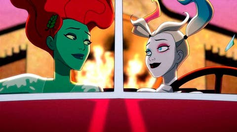 Harley Quinn y Poison Ivy mir&aacute;ndose felices