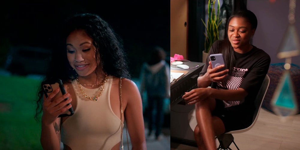 Cal y Tess hablando por teléfono