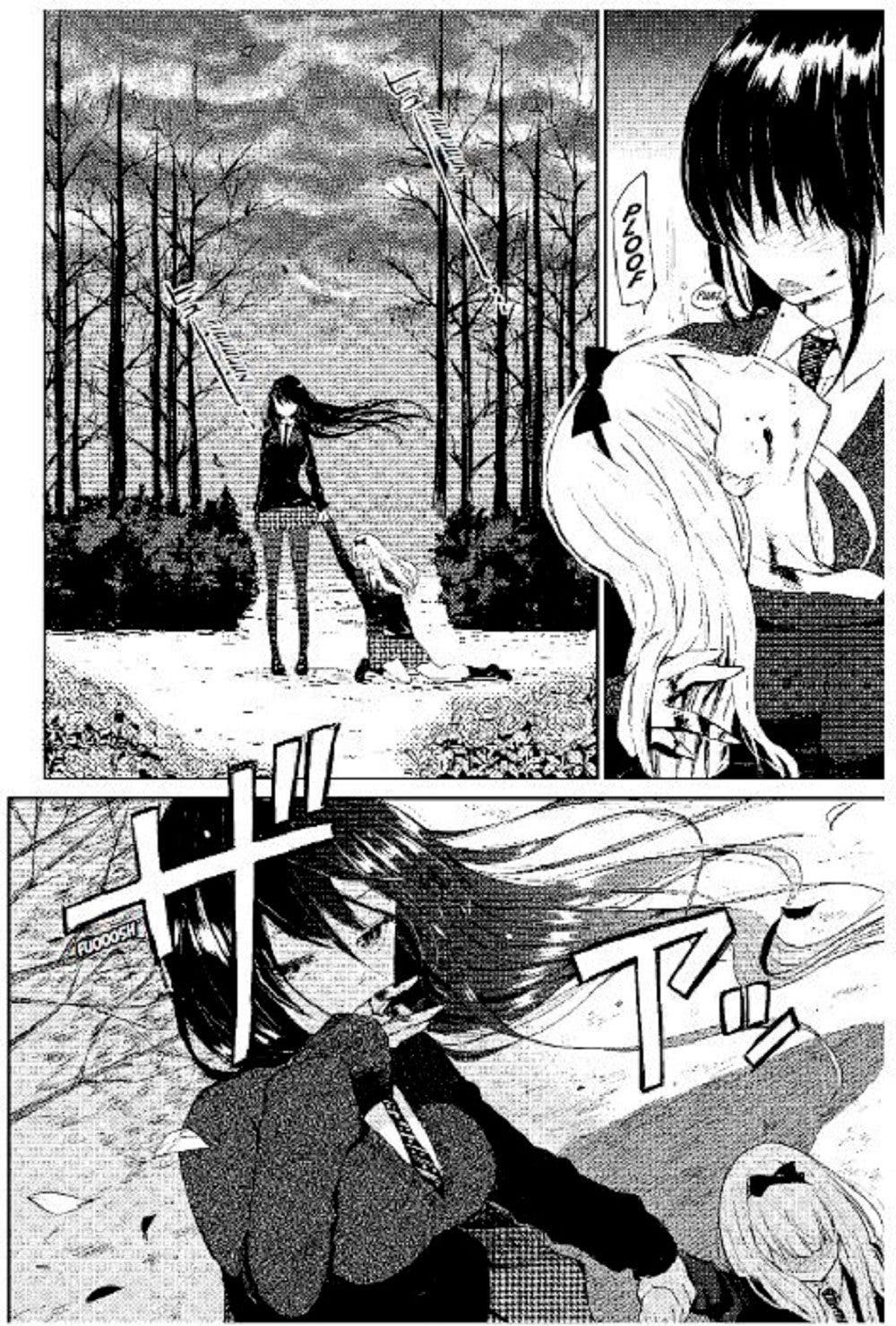Yasuko mordiendo a una chica de su instituto