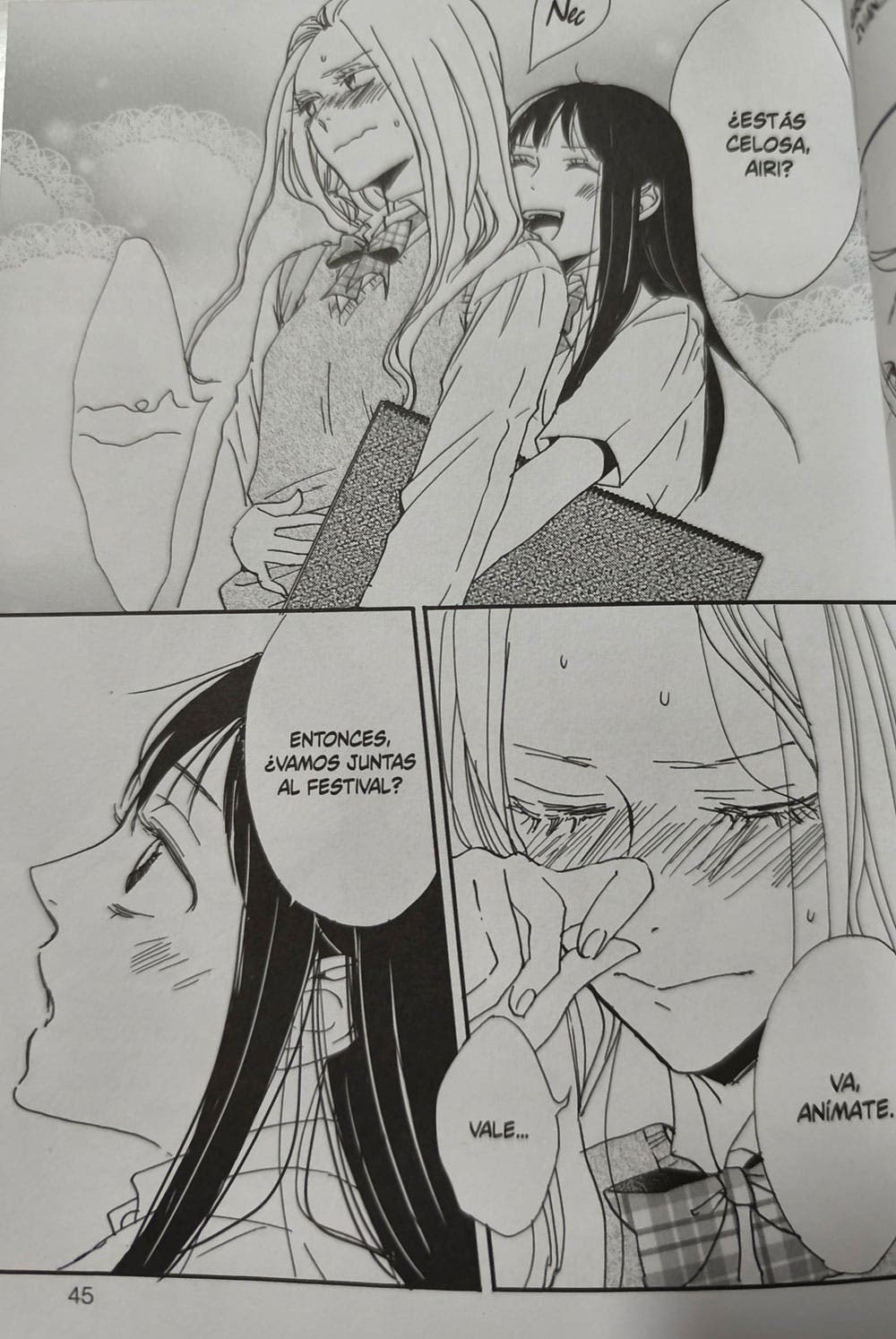 Airi se sonroja cuando Yuna le pregunta si está celosa -- Airi se sonroja cuando Yuna le pregunta si está celosa