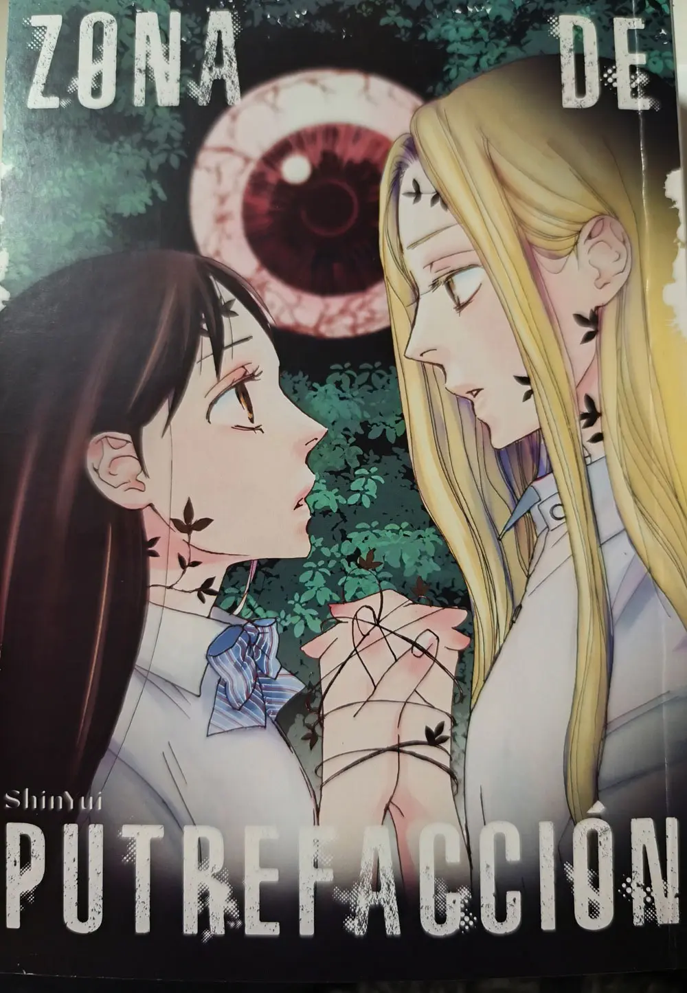 ilustración del manga yuri zona de putrefacción -- Imagen de Airi y Yuna al retirar la sobrecubierta de Zona de Putrefacción